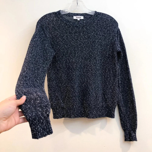 Samuji 100% Cotton Navy Classic Tight Knit Crew Neck Sheer Long Sleeve Sweater S - Picture 4 of 9